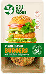 Plant-based burgers with chili flakes and pineapple